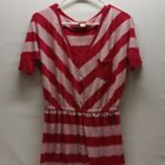 MOSSIMO Striped Short Sleeve T-Shirt Dress Cinched Waist Size Medium - Picture 2 of 5